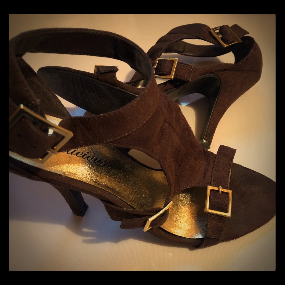 Suede heels. Only worn for 1 night.
